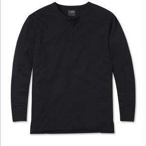 Black Split Hem Henley Long sleeve